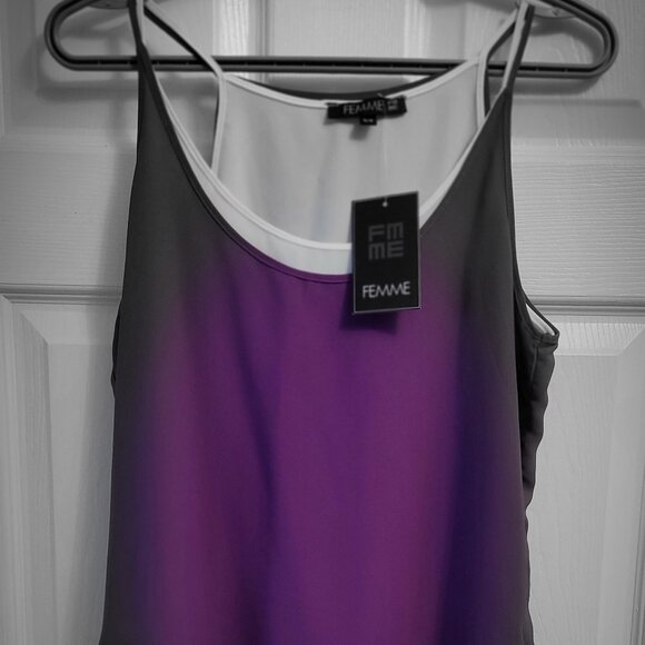 ✨NWT✨ FEMME Tank Top Violet and White Assymetrical NWT - Picture 1 of 5